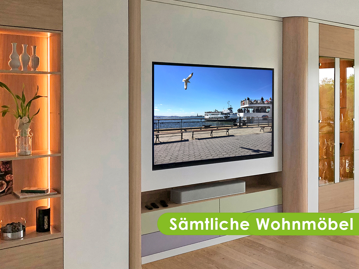 Wohnmöbel und Mediawand aus der Schreinerei Baum & Söhne